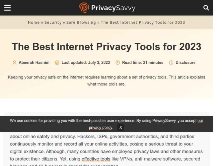 Privacy Savvy – Internet Tools